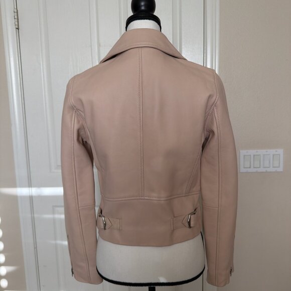 J.Crew Cream / Beige Genuine Leather Moto Jacket - 4 - Picture 2 of 2